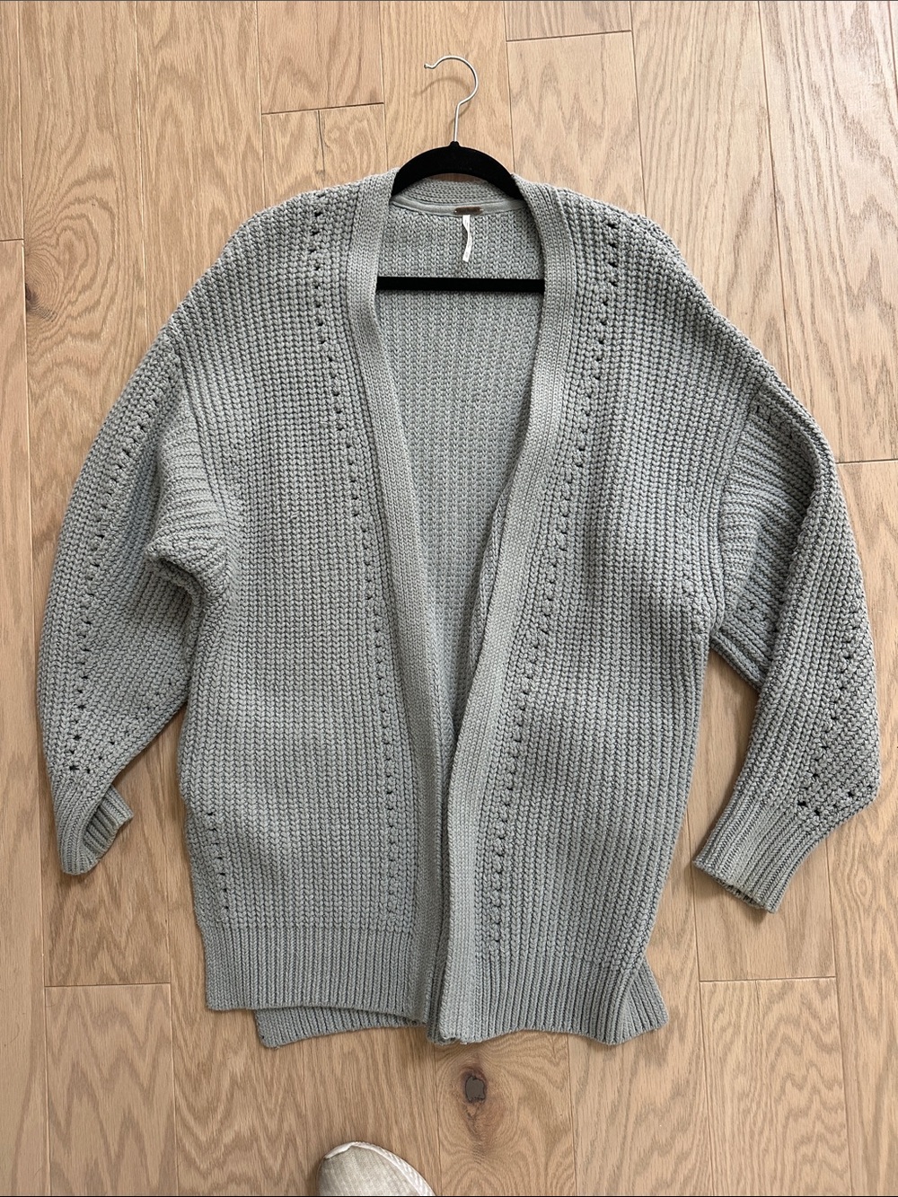 Free People Light Gray Open-Front Knit Cardigan